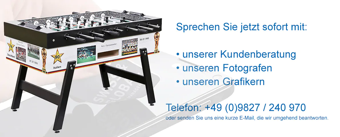 Sprechen Sie jetzt sofort mit unserer Kundenberatung unseren Fotografen unseren Grafikern Telefon: +49 9827 240 970 oder senden Sie uns eine kurze E-Mail, die wir umgehend beantworten.